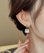 Fashion Gold Copper Alloy Zircon Graphic Bag Drop Earrings