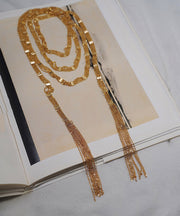 Fashion Gold Copper Overgild Multi Layer Tassel Pendant Necklace