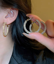 Fashion Gold Copper Zircon Hoop Earrings