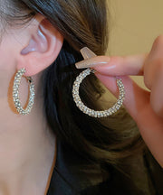 Fashion Gold Copper Zircon Hoop Earrings