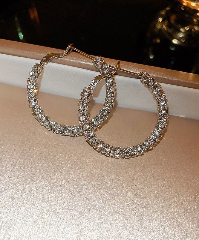 Fashion Gold Copper Zircon Hoop Earrings