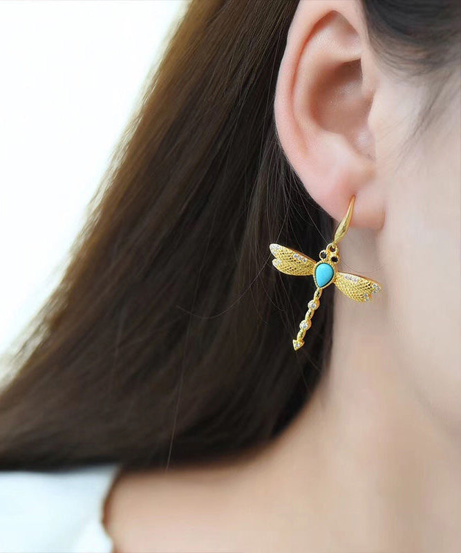 Fashion Gold Plated Turquoise Hoop Earrings