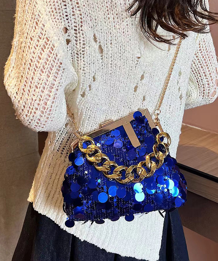 Fashion Gold Sequins Chain Linked Messenger Bag