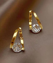 Fashion Gold Sterling Silver Alloy Zircon Hoop Earrings