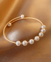 Fashion Gold Sterling Silver Overgild Pearl Cuff