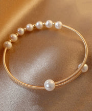 Fashion Gold Sterling Silver Overgild Pearl Cuff