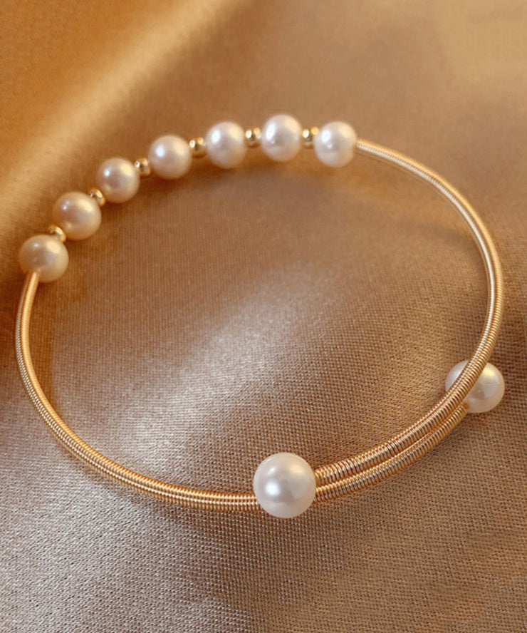 Fashion Gold Sterling Silver Overgild Pearl Cuff