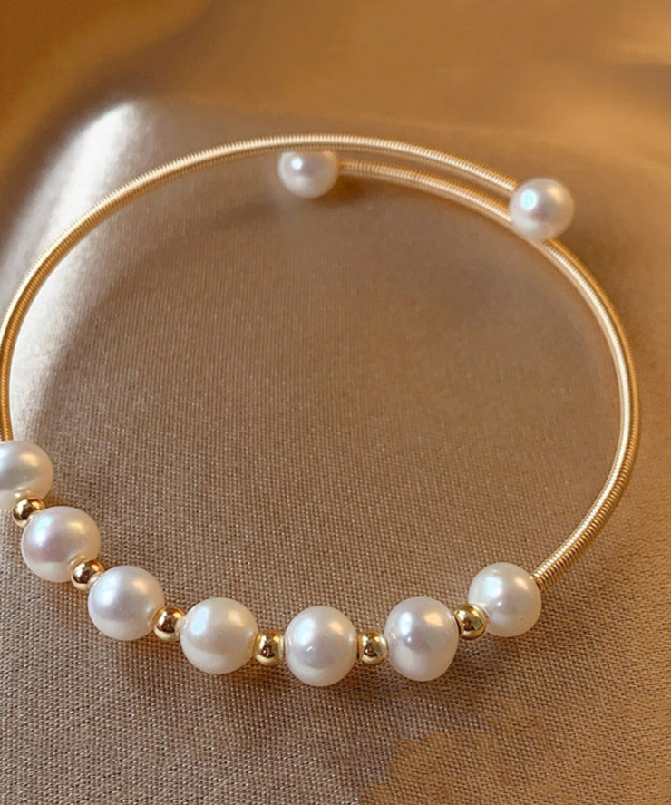 Fashion Gold Sterling Silver Overgild Pearl Cuff