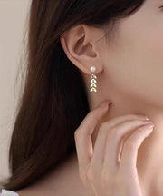 Fashion Gold Sterling Silver Overgild Pearl Ear Of Wheat Stud Earrings