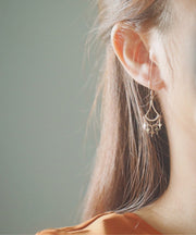 Fashion Gold Sterling Silver Overgild Zircon Star Tassel Drop Earrings