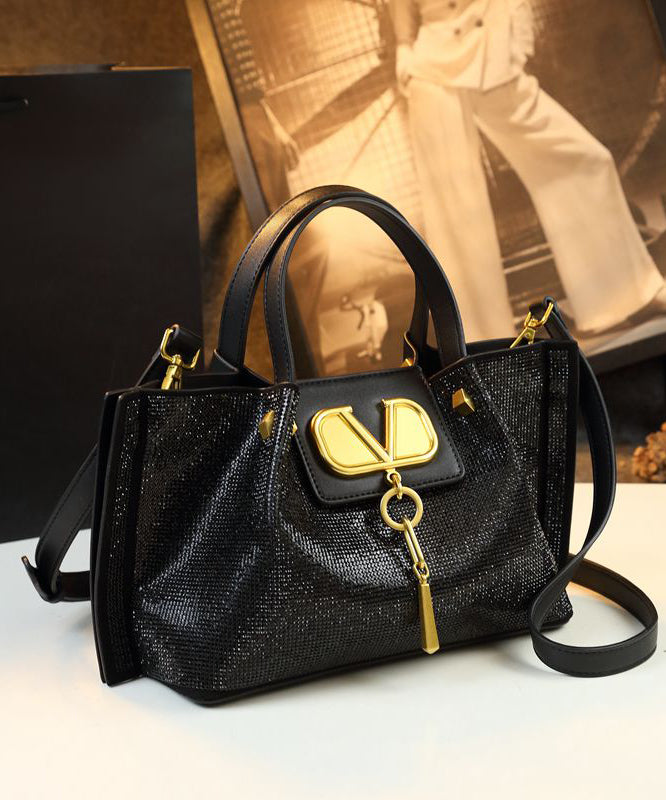 Fashion Gold Zircon Large Capacity Calf Leather Tote Handbag