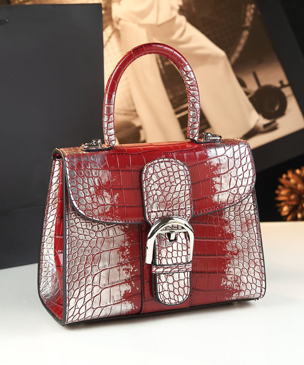 Fashion Gradient Red Crocodile Pattern Durable Women Handbags