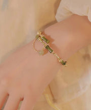 Fashion Green Crystal Jade Bamboo Joint Tassel Charm Bracelet