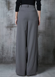 Fashion Grey Asymmetrical Silm Fit Spandex Straight Pants Fall
