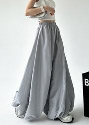 Fashion Grey Pockets Elastic Waist Lantern Pants Spring