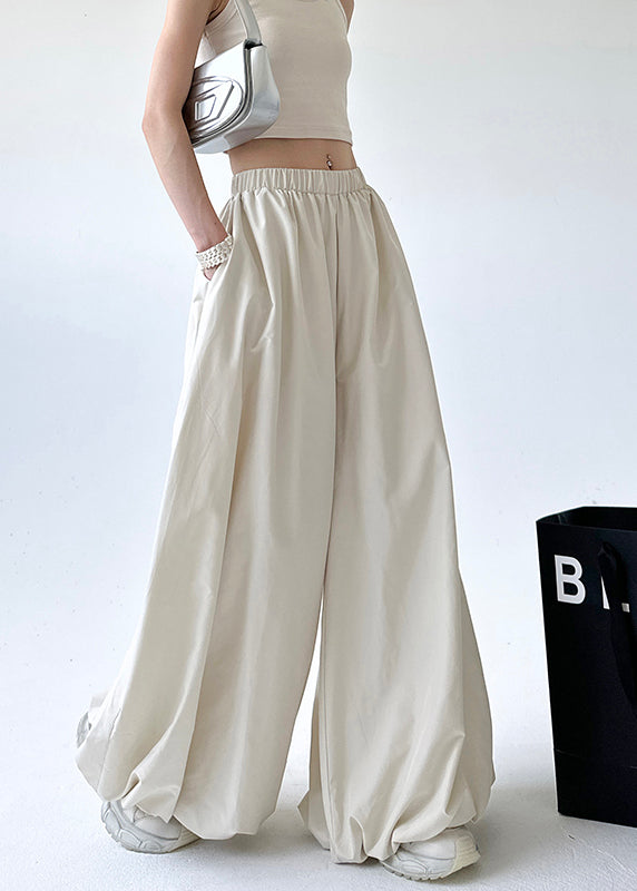 Fashion Grey Pockets Elastic Waist Lantern Pants Spring