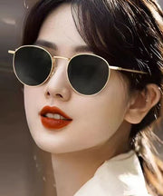Fashion Grey Small Face Round Frame Hong Kong Wind Anti UV High Quality Sunglasses