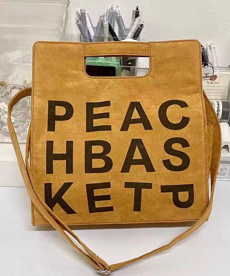 Fashion Khaki Graphic Suede Large Capacity Messenger Bag