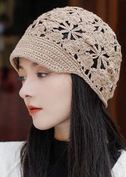 Fashion Khaki Hollow Out Knit Bonnie Hat