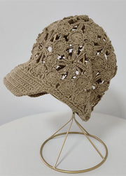 Fashion Khaki Hollow Out Knit Bonnie Hat