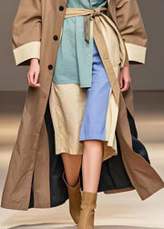 Fashion Khaki Original Design Patchwork Cotton Trench Coats Spring