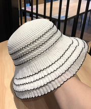 Fashion Khaki Striped Lace Patchwork Bucket Hat