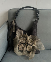 Fashion Khaki Tie Dye Floral Cotton Satchel Handbag