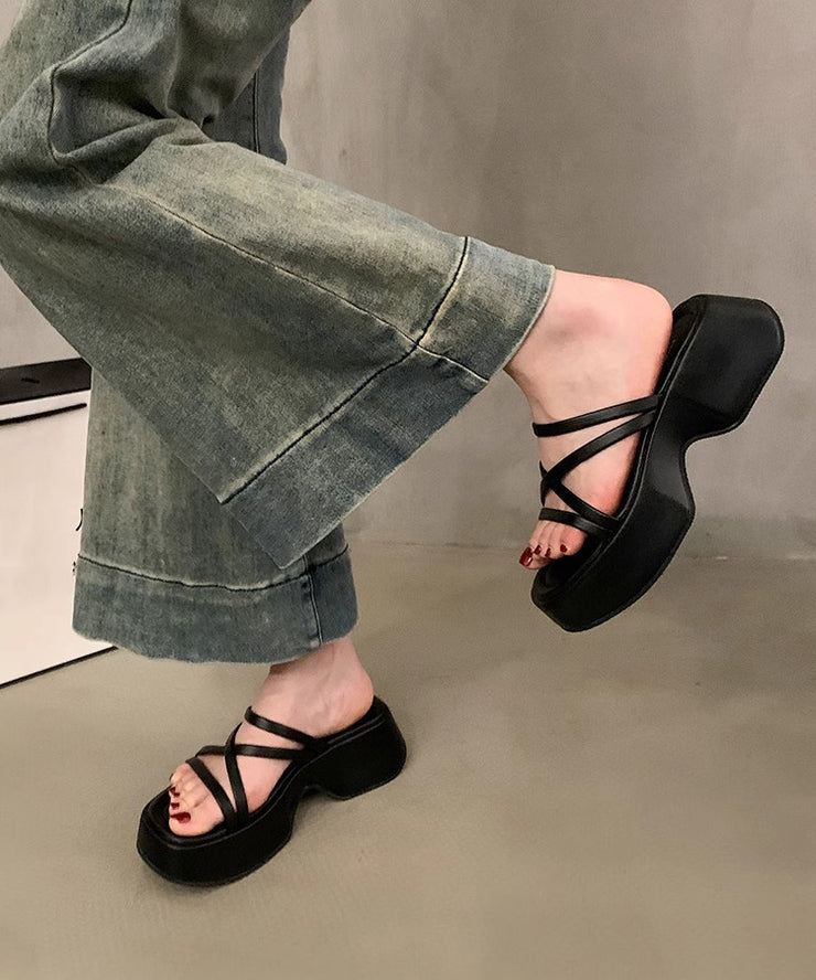Fashion Leopard Platform Slide Sandals Peep Toe