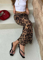 Fashion Leopard Slim Fit High Waist Cotton Maxi Skirt Summer