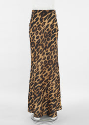 Fashion Leopard Slim Fit High Waist Cotton Maxi Skirt Summer