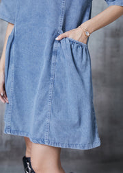 Fashion Light Blue Cartoon Denim Day Dress Summer