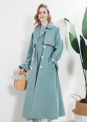 Fashion Light Blue Peter Pan Collar Double Breast Trench Fall