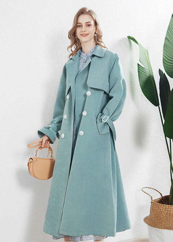 Fashion Light Blue Peter Pan Collar Double Breast Trench Fall