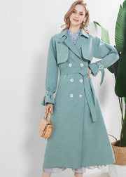 Fashion Light Blue Peter Pan Collar Double Breast Trench Fall