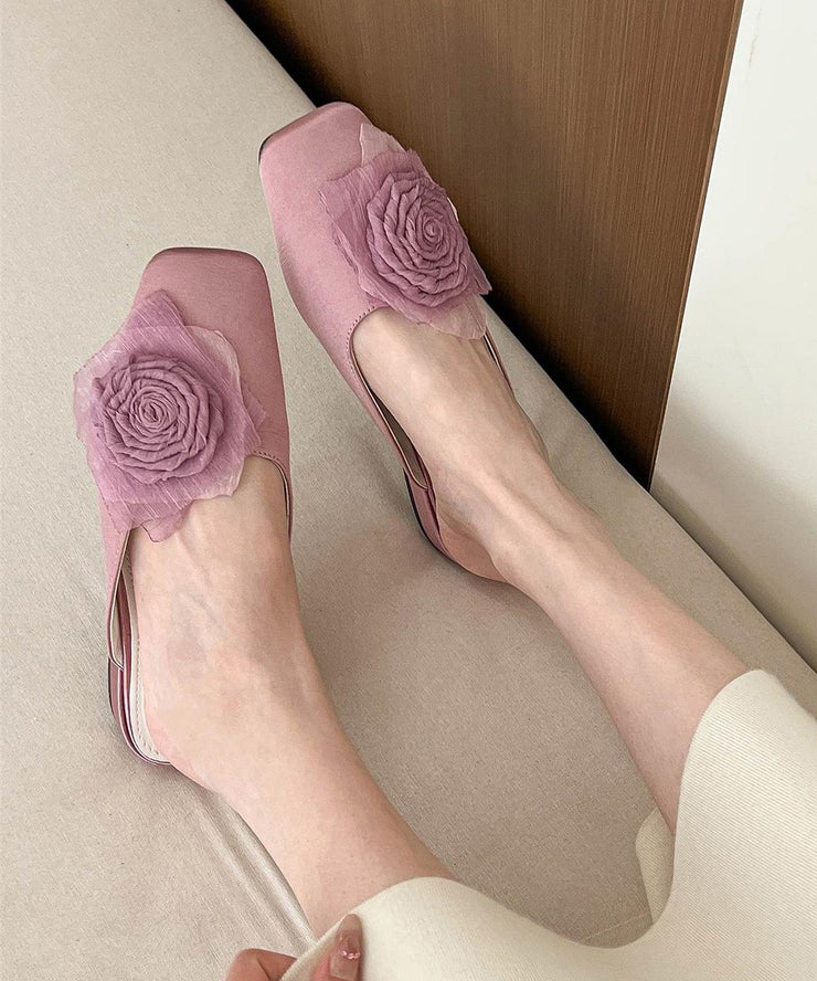 Fashion Light Purple Floral Splicing Slide Sandals