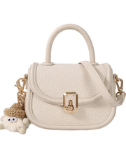 Fashion Milk White Cute Little Doll Faux Leather Mini Tote Handbag