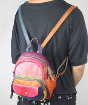 Fashion Multicolour Patchwork Calf Leather Backpack Bag