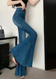 Fashion Navy Tummy Control Denim Bell-bottom Trousers Spring