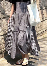 Fashion O-Neck Asymmetrical Plaid mosaic dress