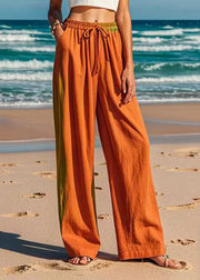 Fashion Orange Tie Dye Elastic Waist Straight Pants