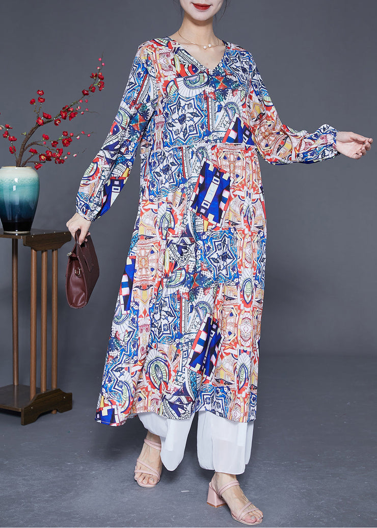 Fashion Oversized Print Silk Party Dress Spring