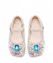 Fashion Pink Crystal Buckle Strap Girls Flat Shoes