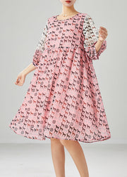 Fashion Pink Pony Print Patchwork Chiffon Dress Summer