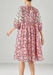 Fashion Pink Pony Print Patchwork Chiffon Dress Summer