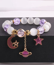 Fashion Purple Copper Alloy Crystal Coloured Glaze Star Moon Charm Bracelet