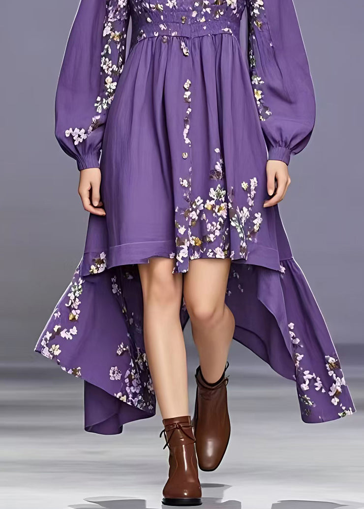 Fashion Purple O-Neck Patchwork Maxi Dress Fall