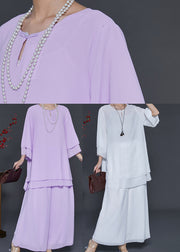 Fashion Purple Oversized Draping Chiffon Two Pieces Set Summer