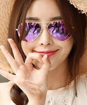 Fashion Purple Polarized Metal Sunglasses For Women