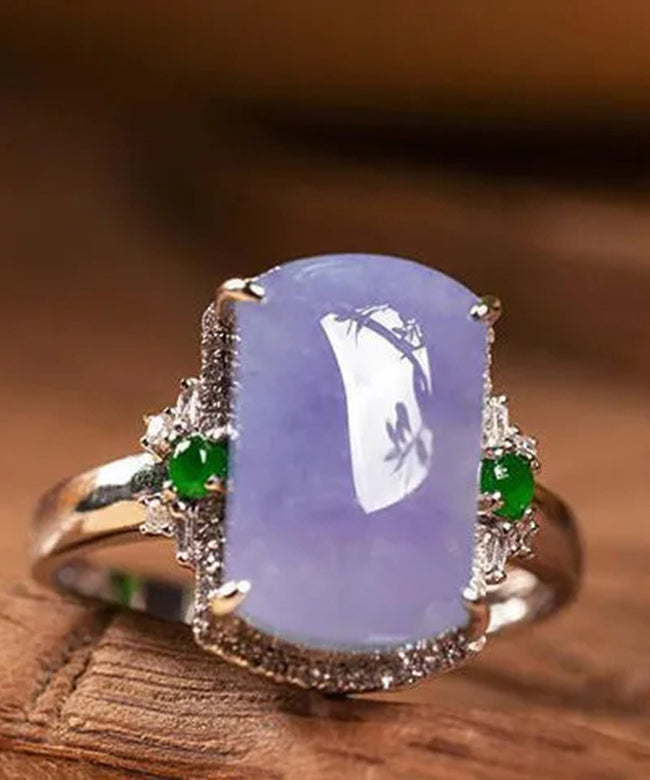 Fashion Purple Sterling Silver Overgild Gem Stone Rings