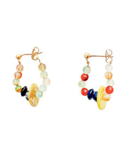 Fashion Rainbow Sterling Silver Alloy Beading Hoop Earrings